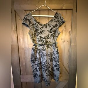 George Gray & Black Floral Lace-Effect Midi Dress